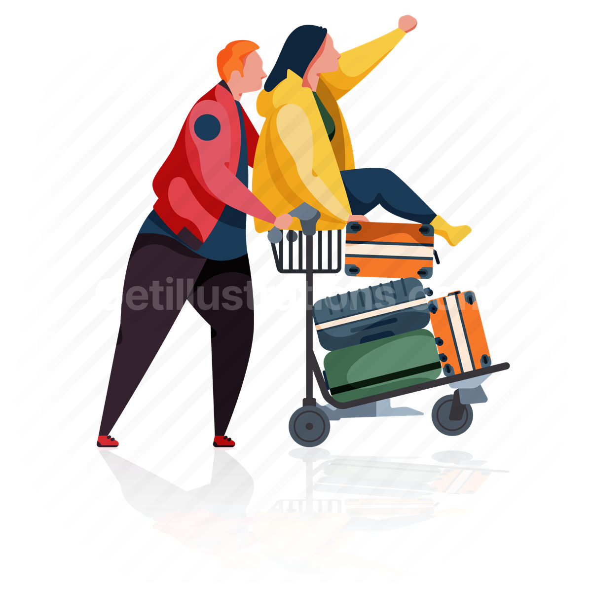 man, woman, couple, suitcase, luggage, baggage